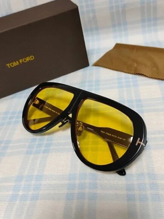 Tom Ford Black Frame Sunglasses with Yellow Lenses main image 4